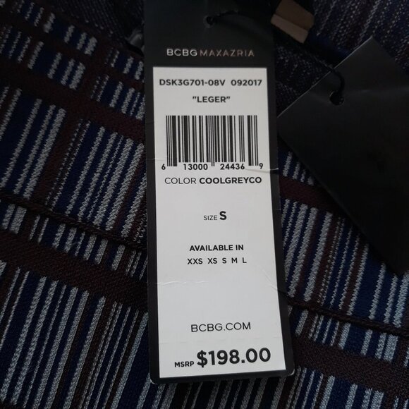 NWT BCBGMAXAZRIA Leger Plaid Knit Cool Grey Pencil Skirt S Office Date Night - Picture 7 of 8